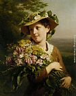 Fritz Zuber-Buhler Young Beauty with Bouquet painting